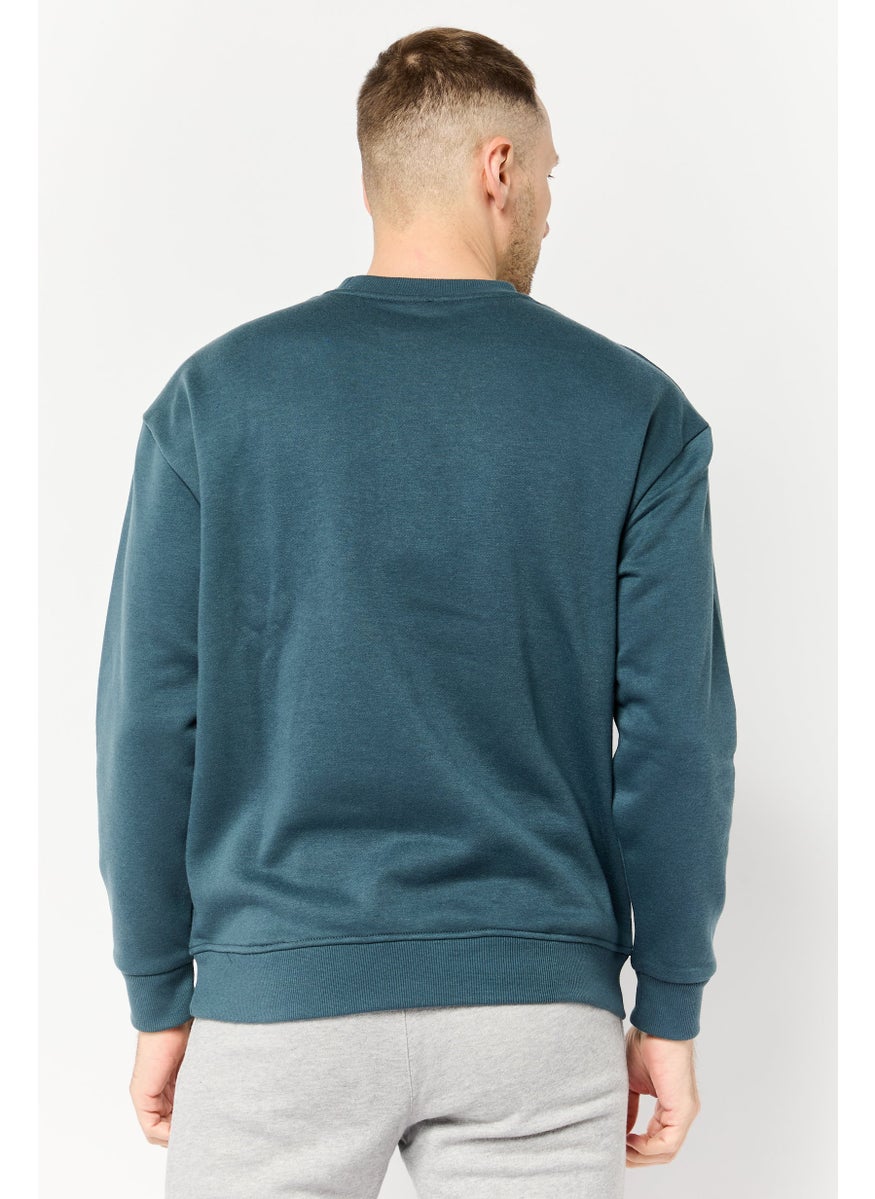 Men Sportswear Fit Long Sleeve Outdoor Sweatshirt, Slate Blue