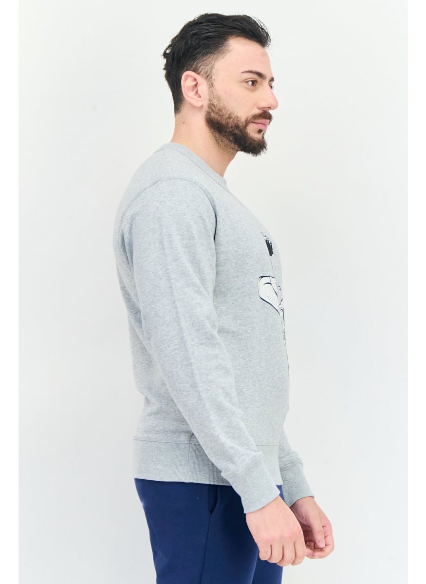 Men Relaxed Fit Long Sleeve Outdoor Sweatshirt, Heather Grey