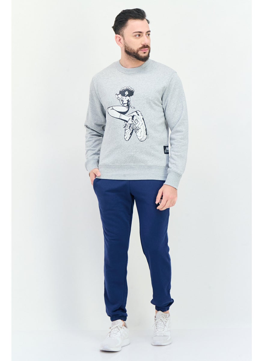 Men Relaxed Fit Long Sleeve Outdoor Sweatshirt, Heather Grey