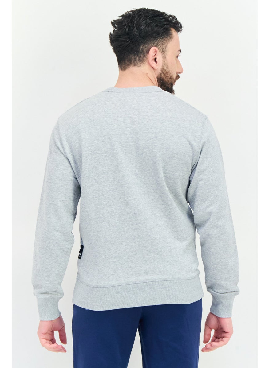 Men Relaxed Fit Long Sleeve Outdoor Sweatshirt, Heather Grey