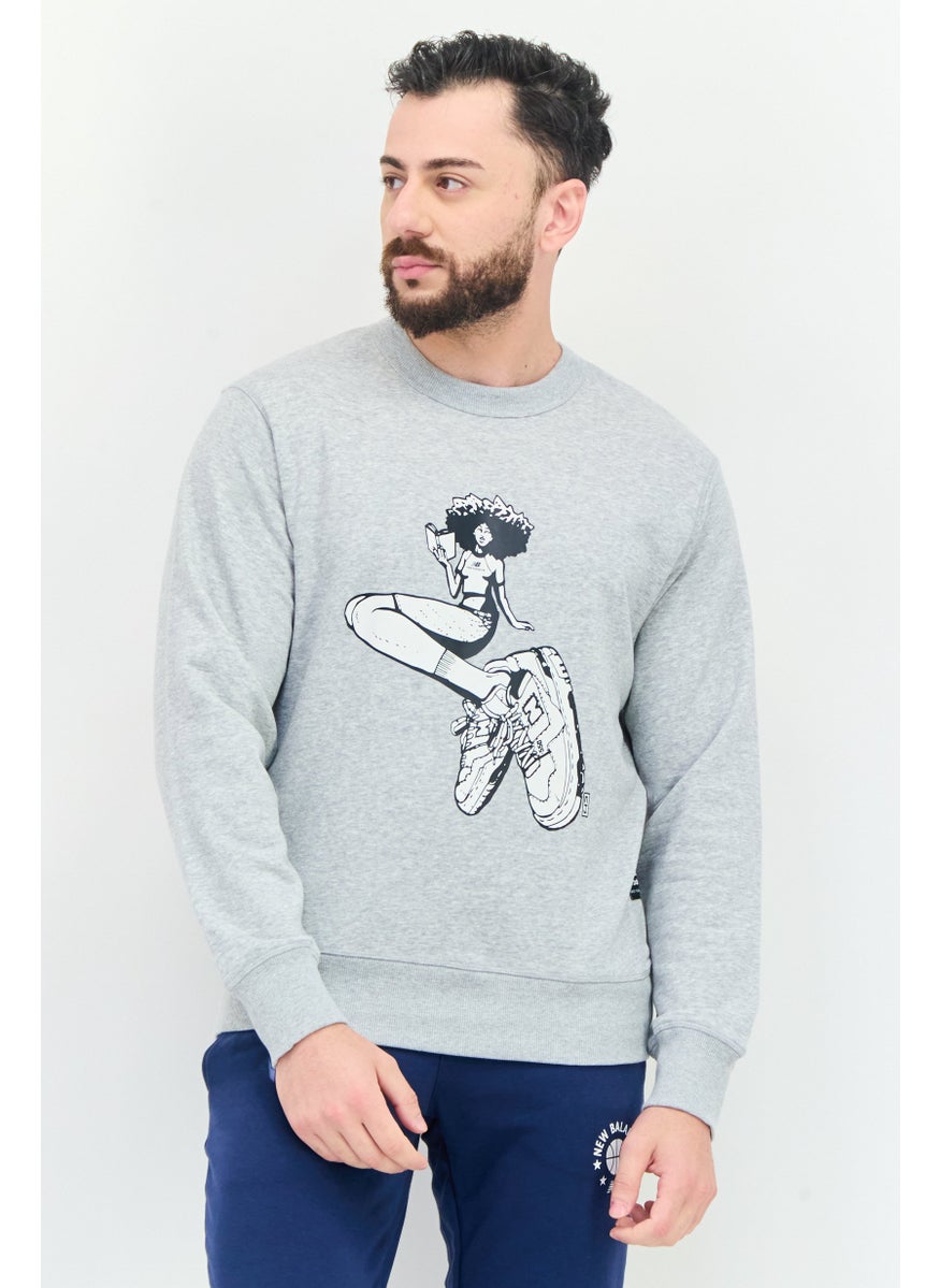 Men Relaxed Fit Long Sleeve Outdoor Sweatshirt, Heather Grey