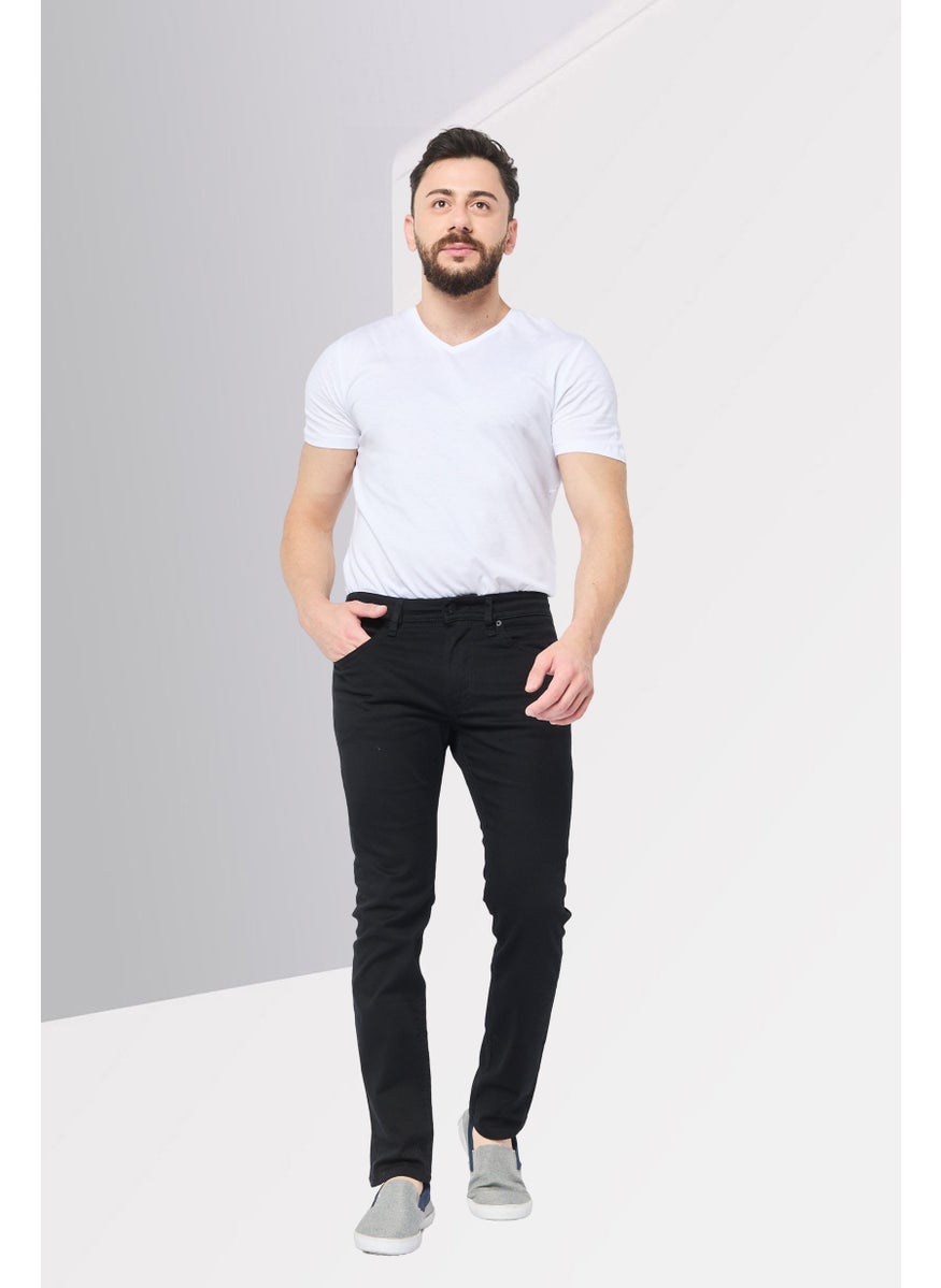 Men Thommer Slim Fit Solid Stretchable Denim, Black
