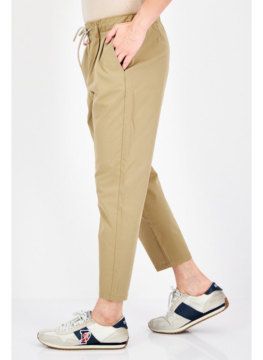 Men Regular Fit Solid Sweatpants, Tan