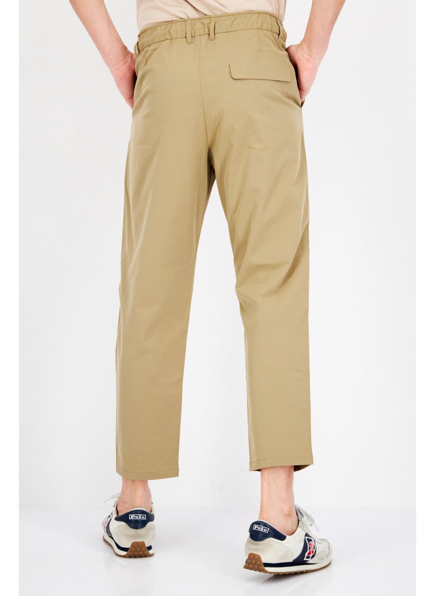 Men Regular Fit Solid Sweatpants, Tan