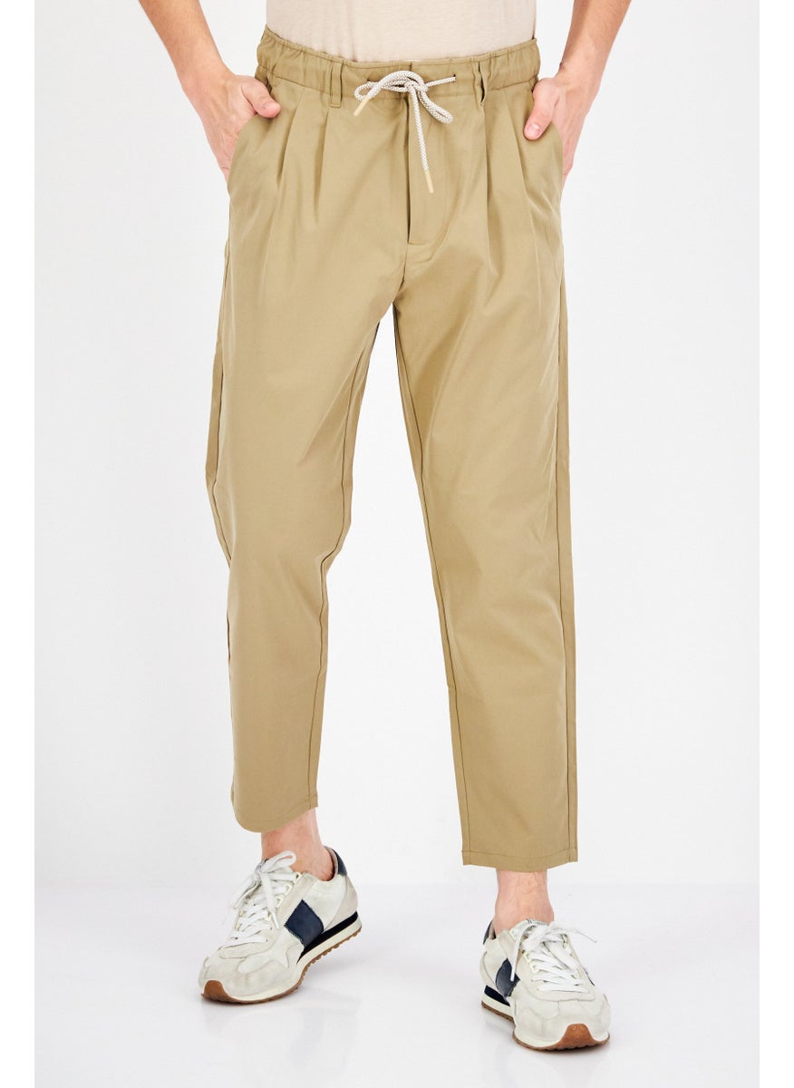 Men Regular Fit Solid Sweatpants, Tan