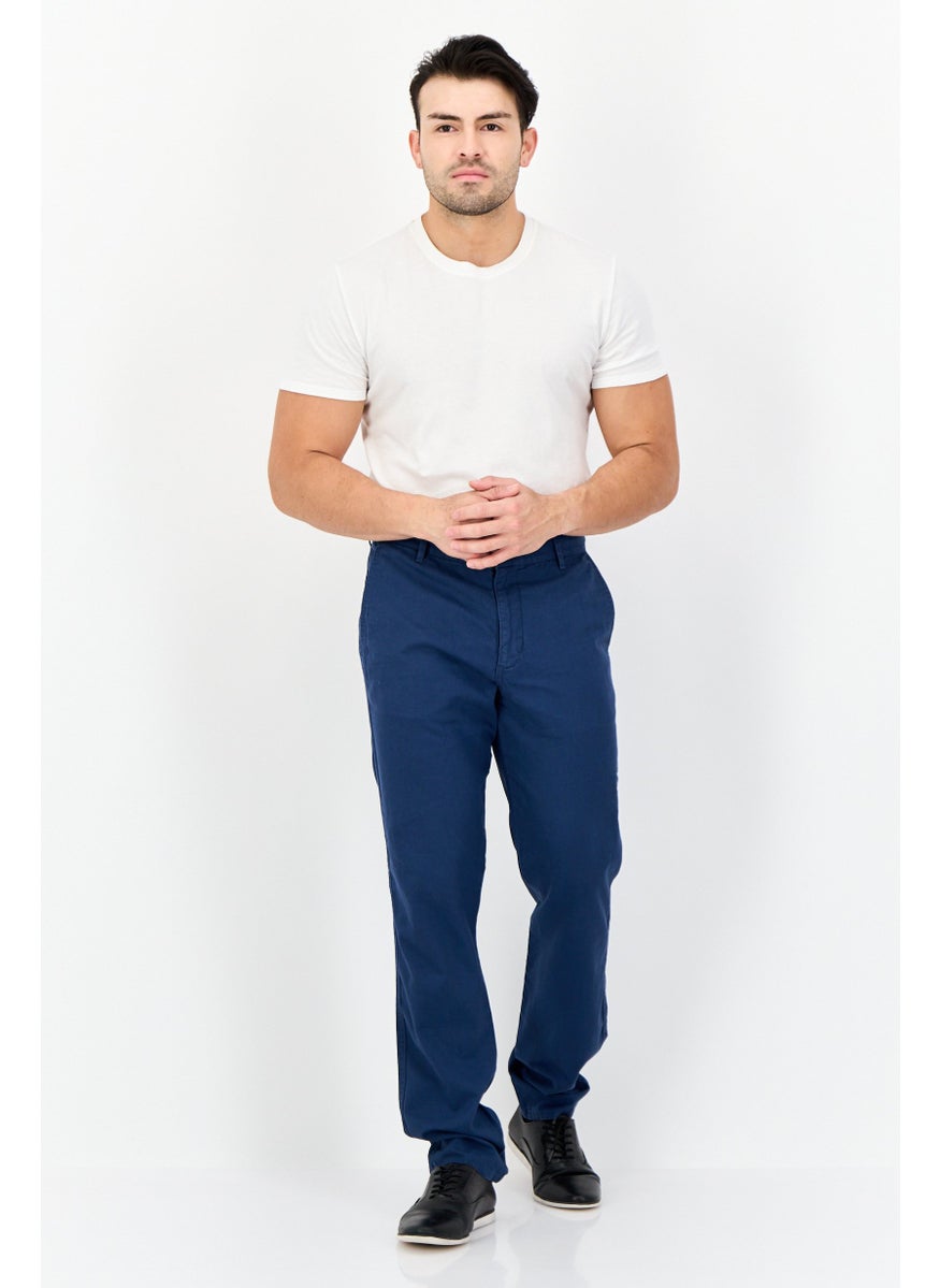 Men Slim Fit Solid Chino Pants, Navy