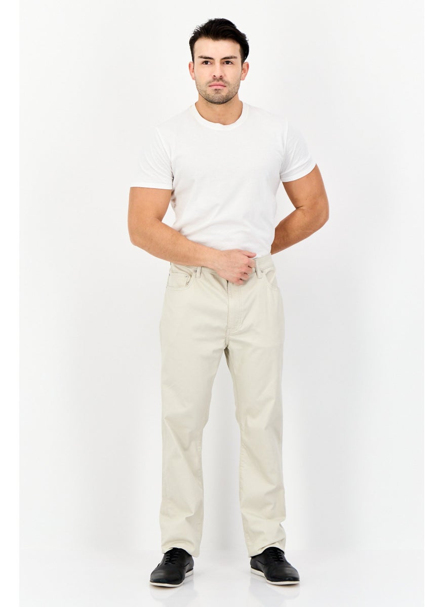 Men Regular Fit Solid Chino Pants, Cream