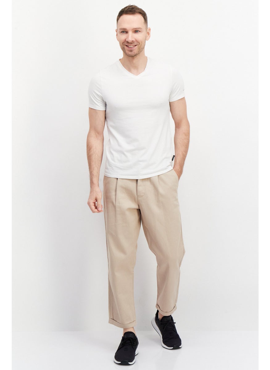 Men Regular Fit Solid Chino Pant, Sand