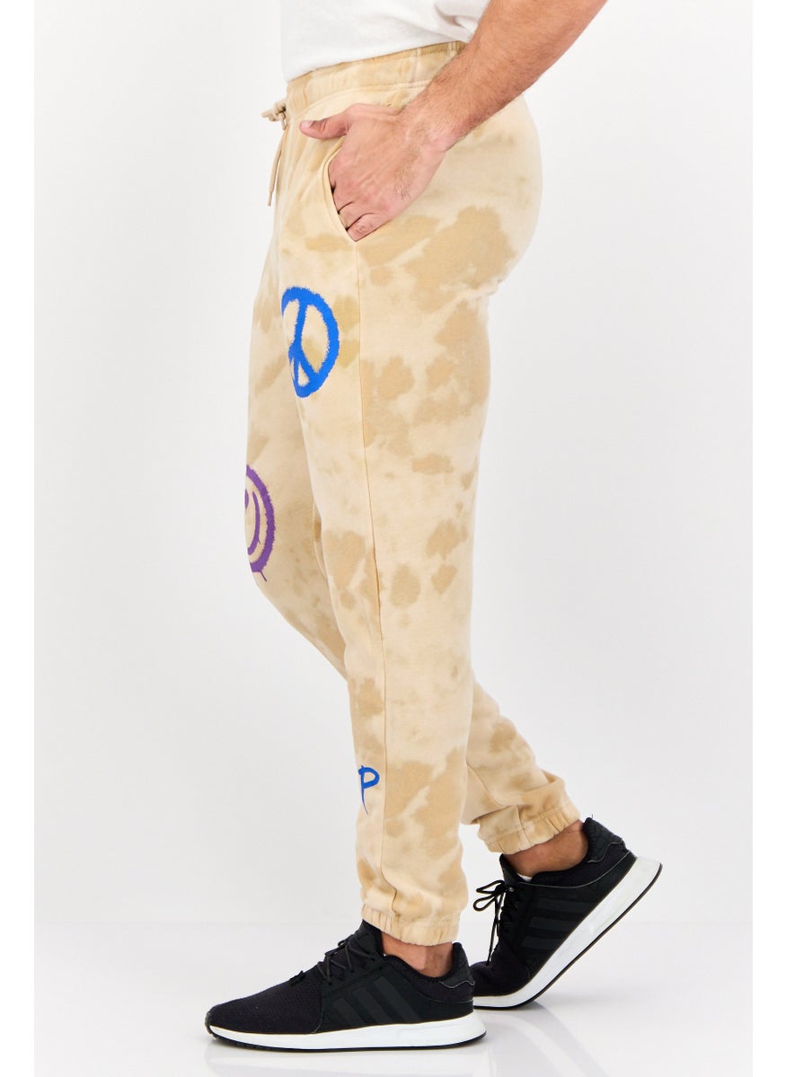 Men Regular Fit Graphic Print Sweatpants, Brown