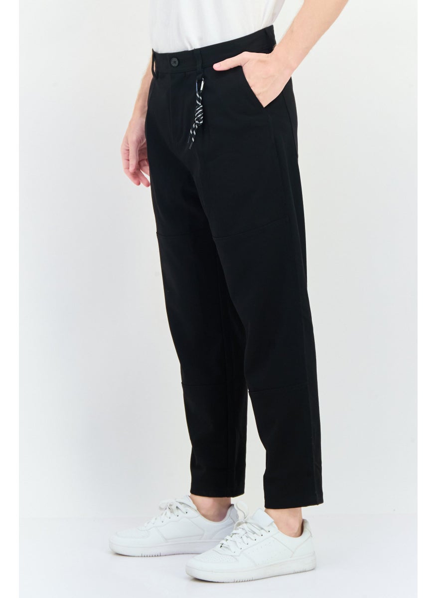 Men Fashion Fit Solid Straight Leg Pants, Black