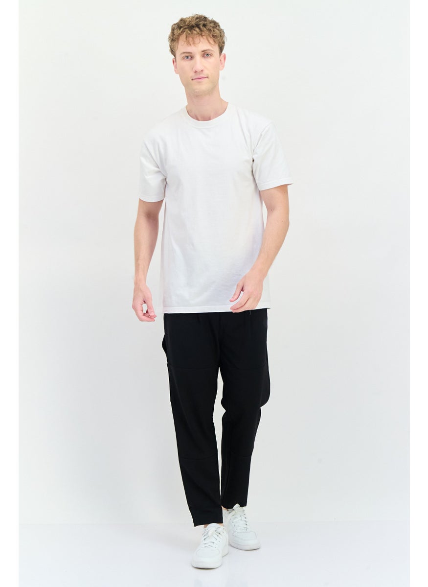 Men Fashion Fit Solid Straight Leg Pants, Black