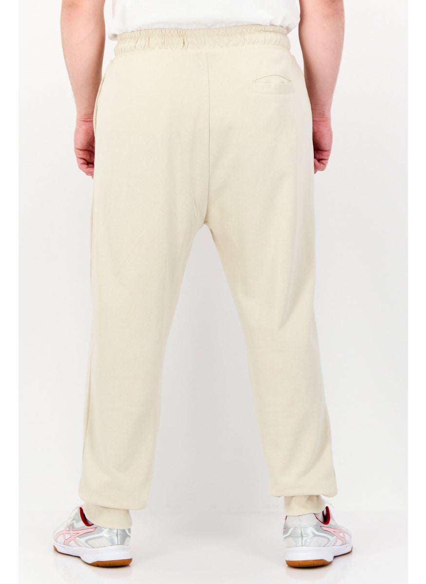 Men Regular Fit Graphic Print Sweatpants, Beige