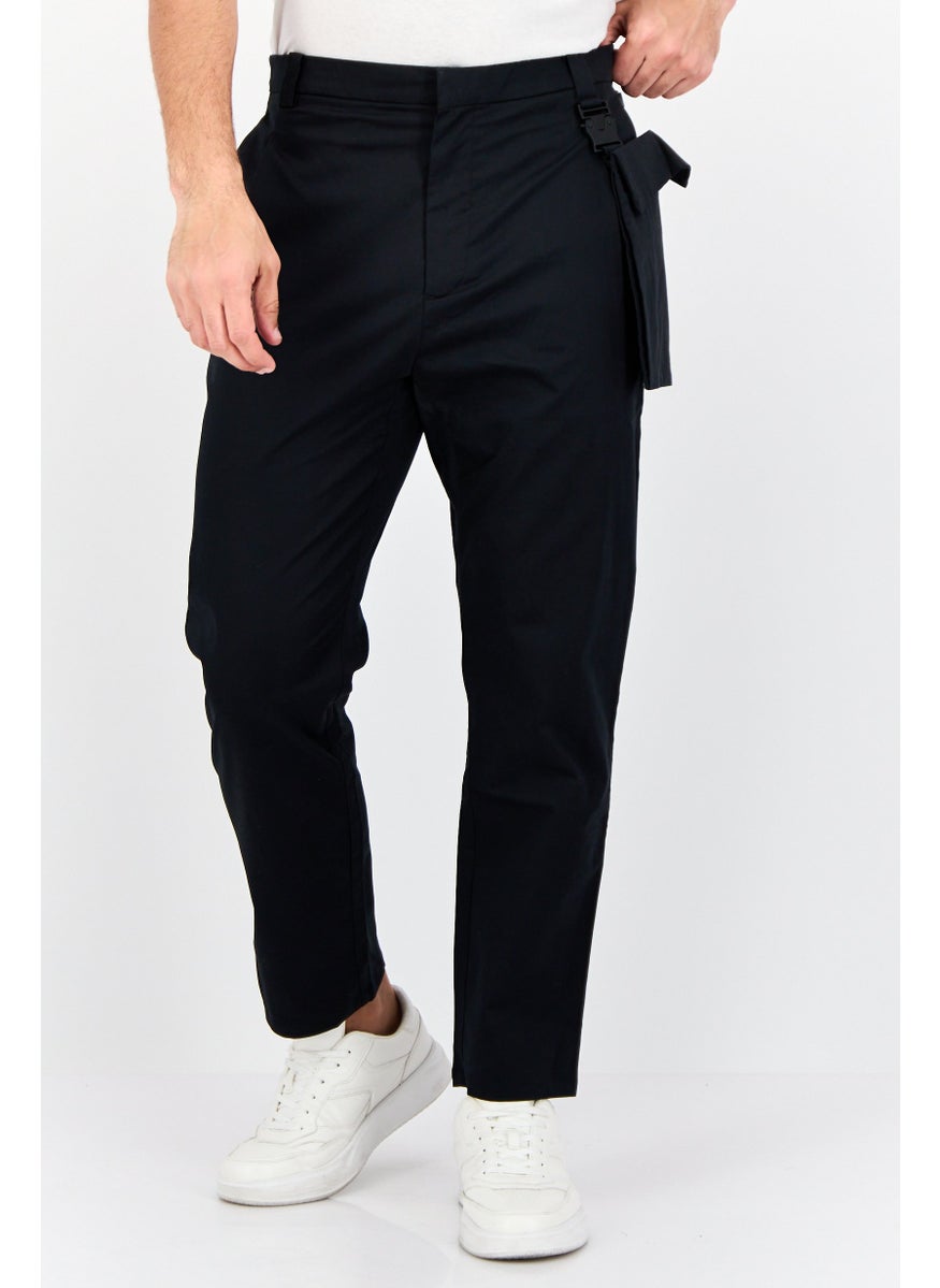 Men Wide Fit Solid Chino Pants, Black