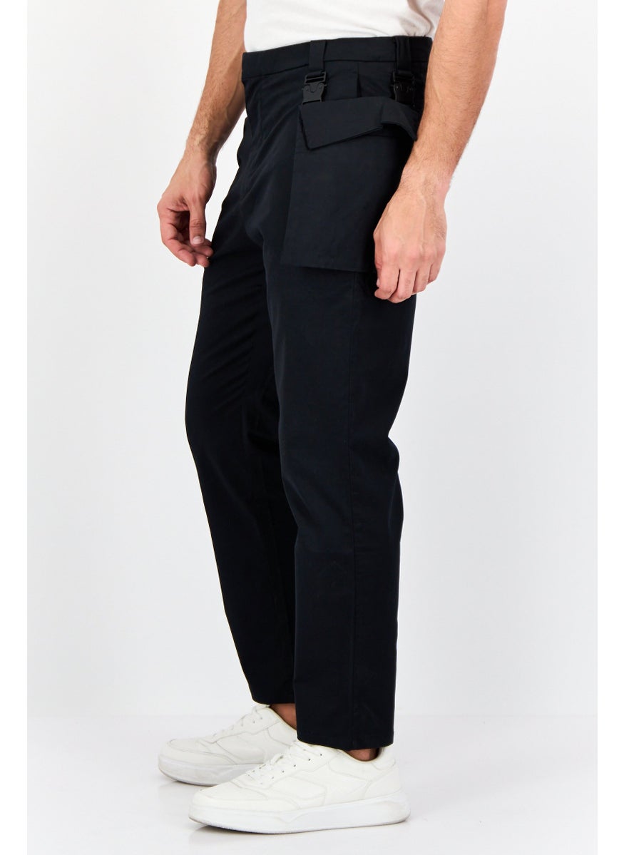 Men Wide Fit Solid Chino Pants, Black