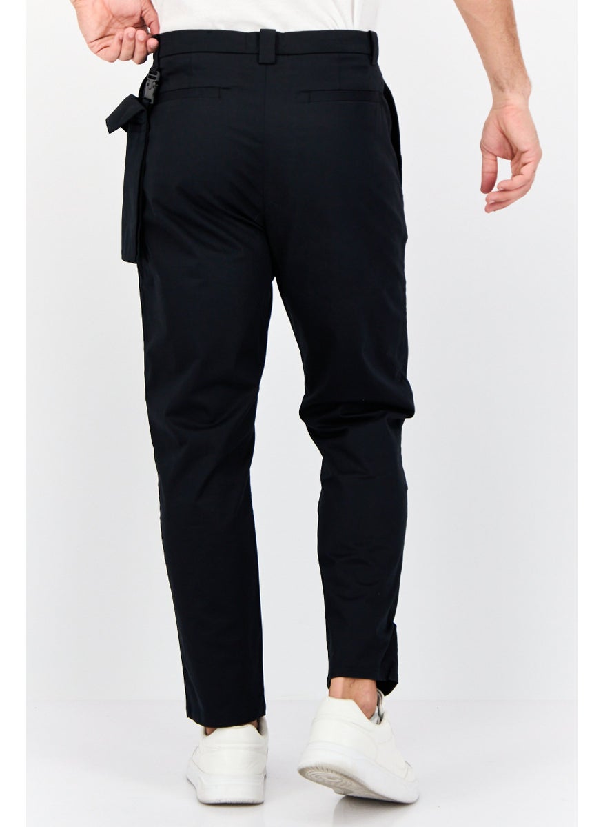 Men Wide Fit Solid Chino Pants, Black