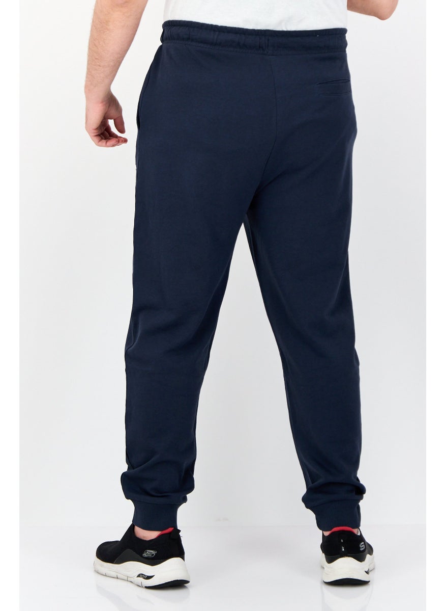 Men Regular Fit Graphic Print Sweatpants, Navy Blue