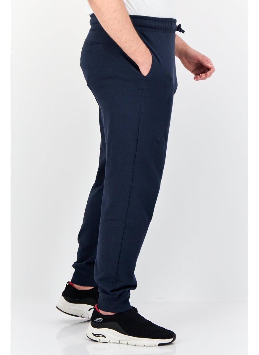 Men Regular Fit Graphic Print Sweatpants, Navy Blue