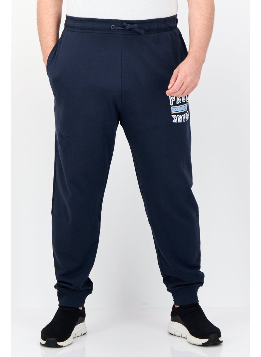 Men Regular Fit Graphic Print Sweatpants, Navy Blue