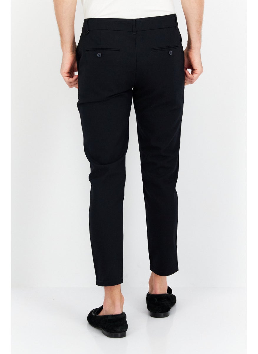 Men Carrot Fit  Solid Chino Pants, Dark Navy