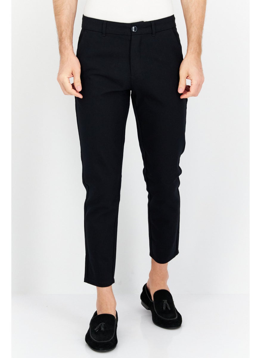 Men Carrot Fit  Solid Chino Pants, Dark Navy