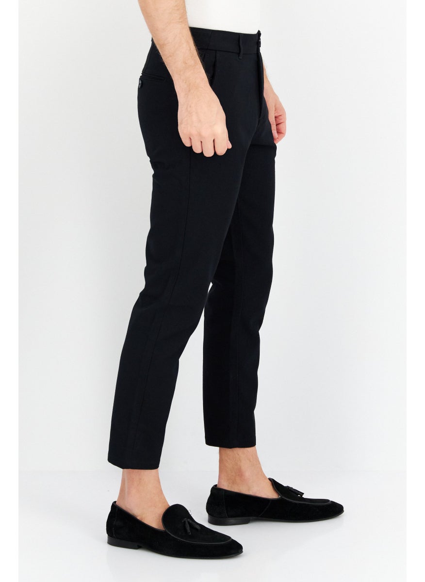 Men Carrot Fit  Solid Chino Pants, Dark Navy