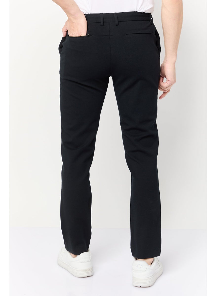 Men Regular Fit Plain Chino Pants, Navy