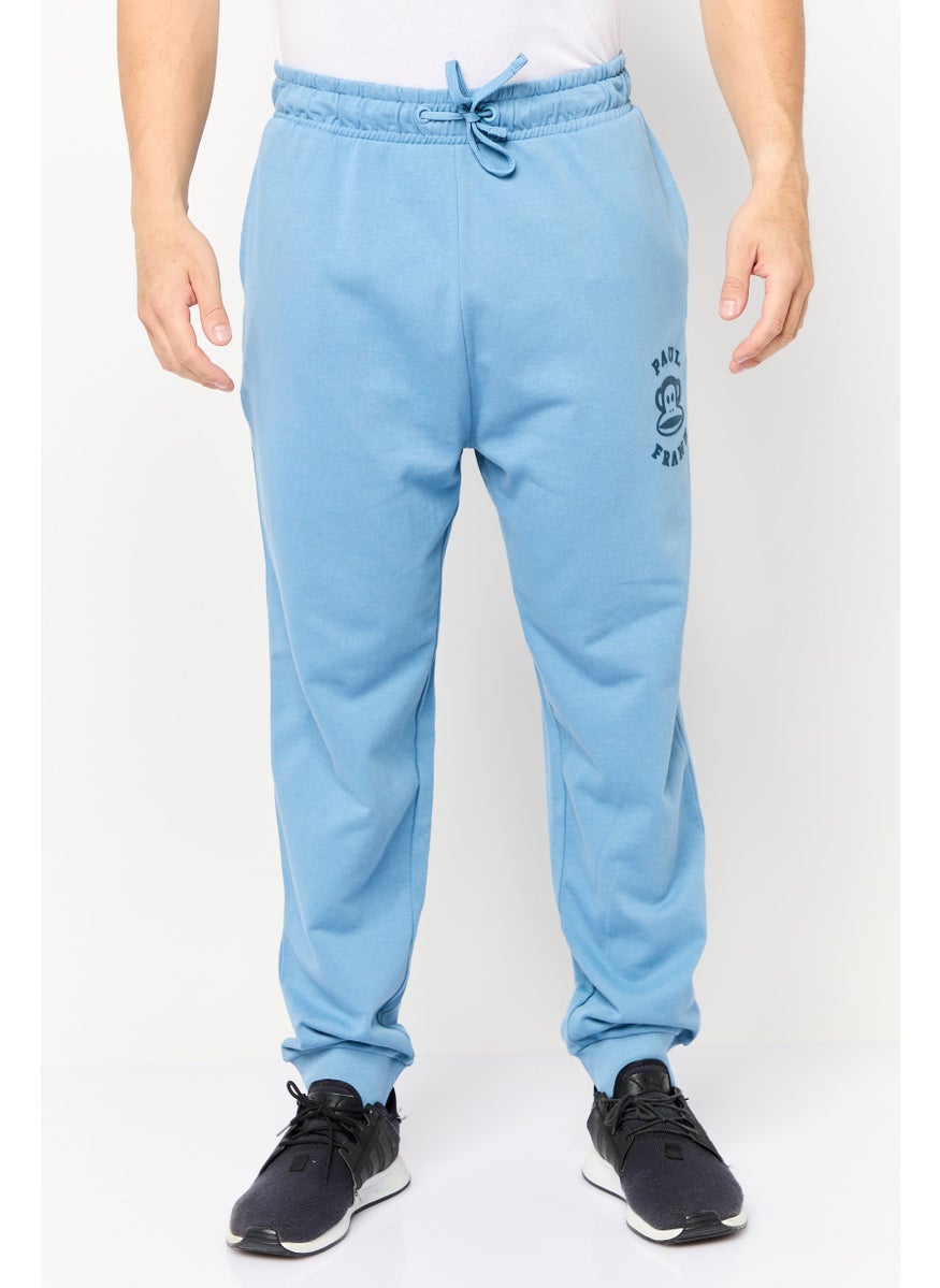 Men Regular Fit Brand Logo Jogger Pants, Slate Blue