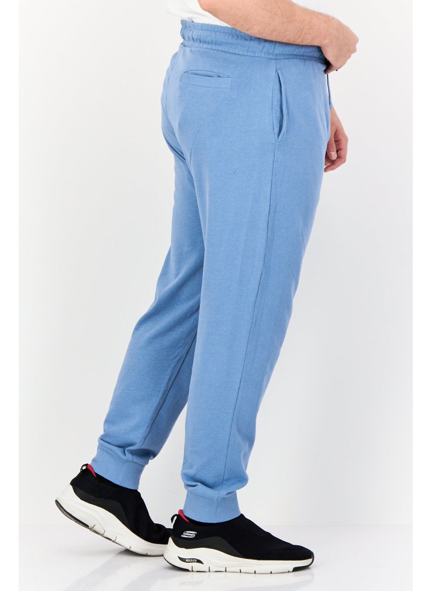 Men Regular Fit Brand Logo Jogger Pants, Light Blue