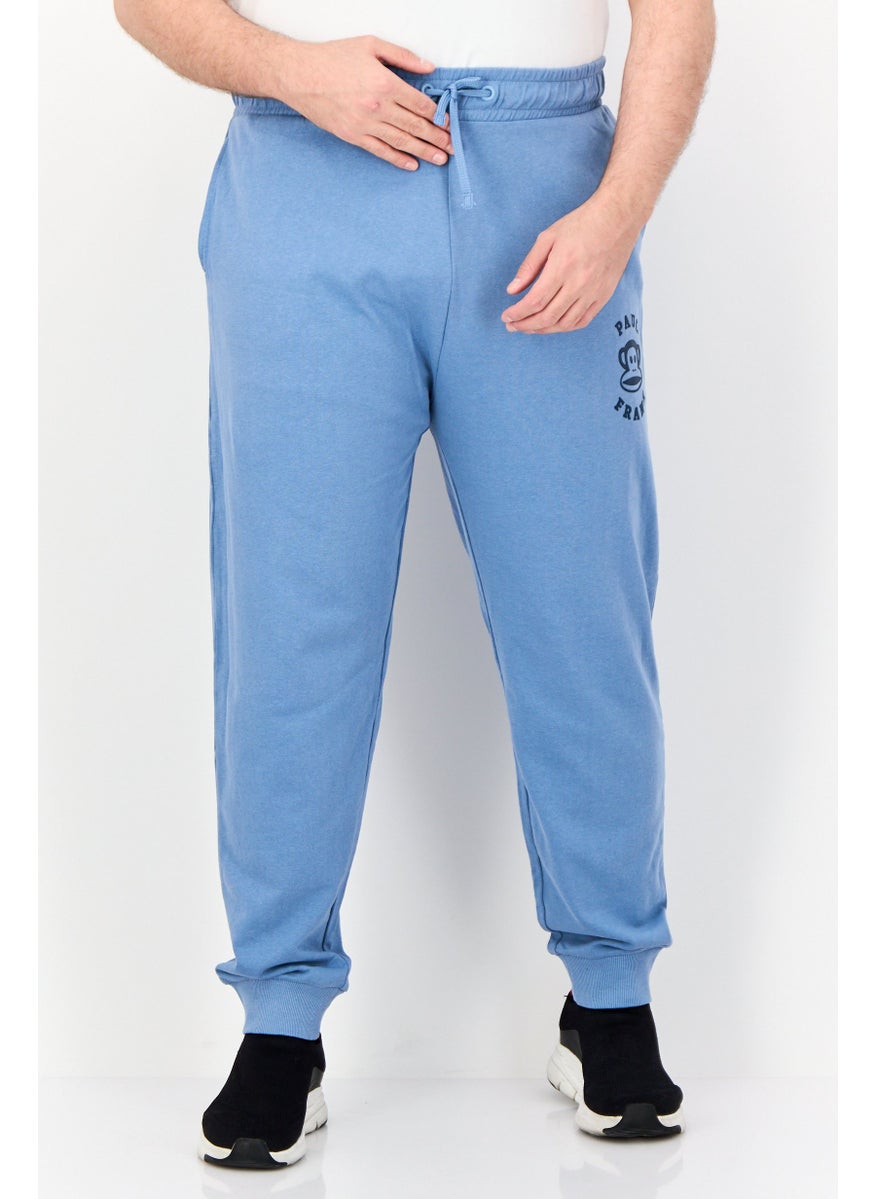 Men Regular Fit Brand Logo Jogger Pants, Light Blue