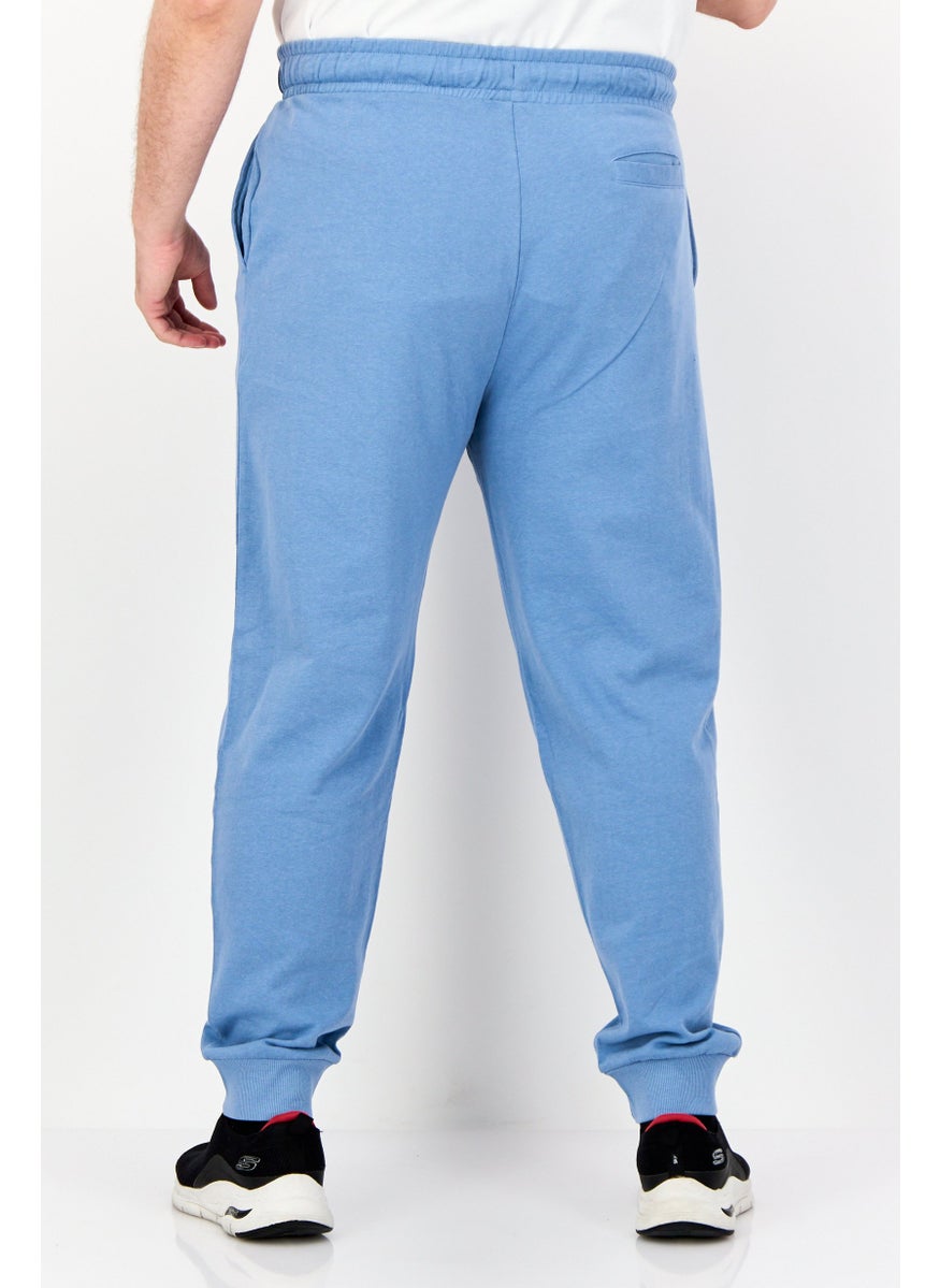 Men Regular Fit Brand Logo Jogger Pants, Light Blue