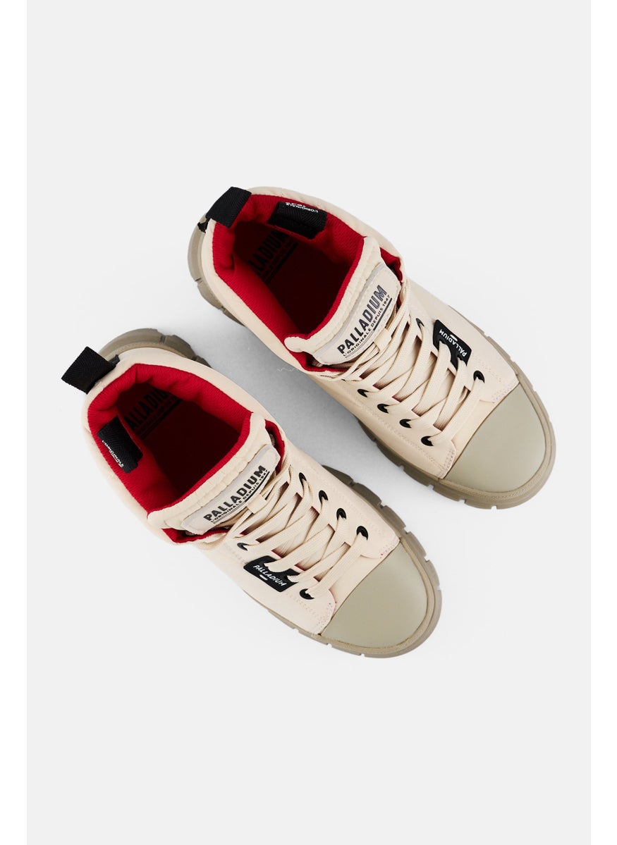 Women Revolt Overcush Lace Up Ankle Boots, Beige