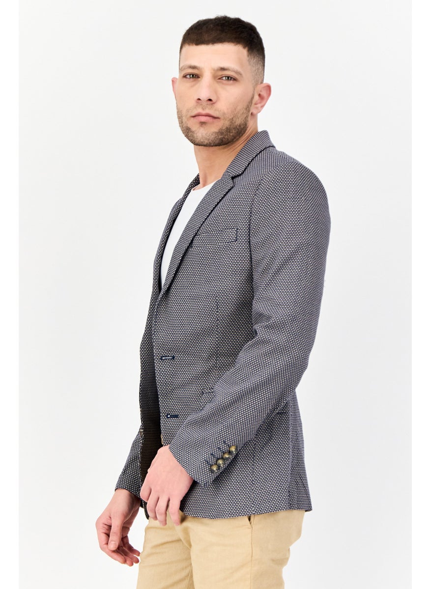 Men Regular Fit Allover Print Casual Blazer, Multicolor