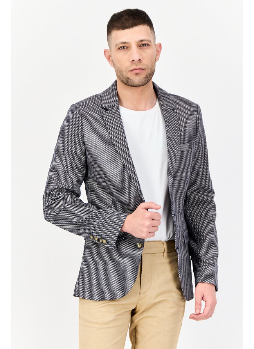 Men Regular Fit Allover Print Casual Blazer, Multicolor