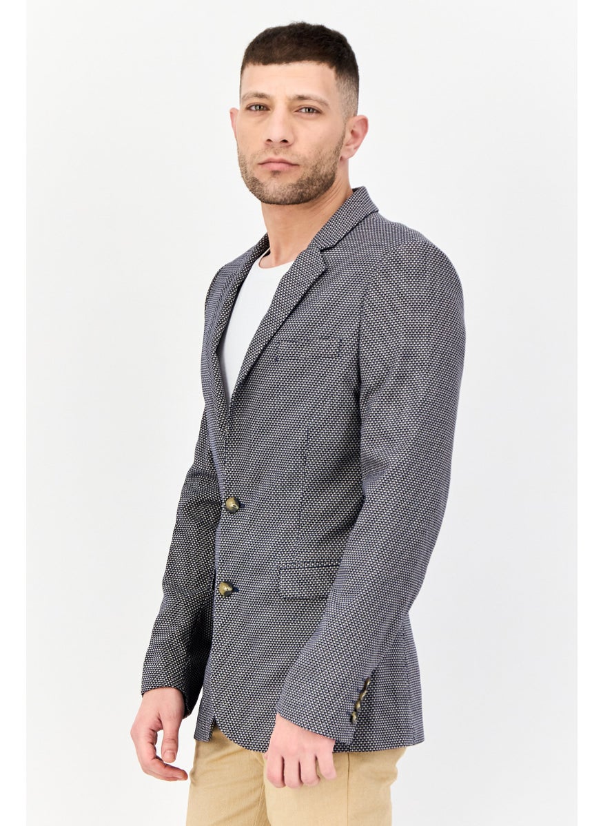 Men Regular Fit Microdot Semi-Formal Blazer, Multicolor