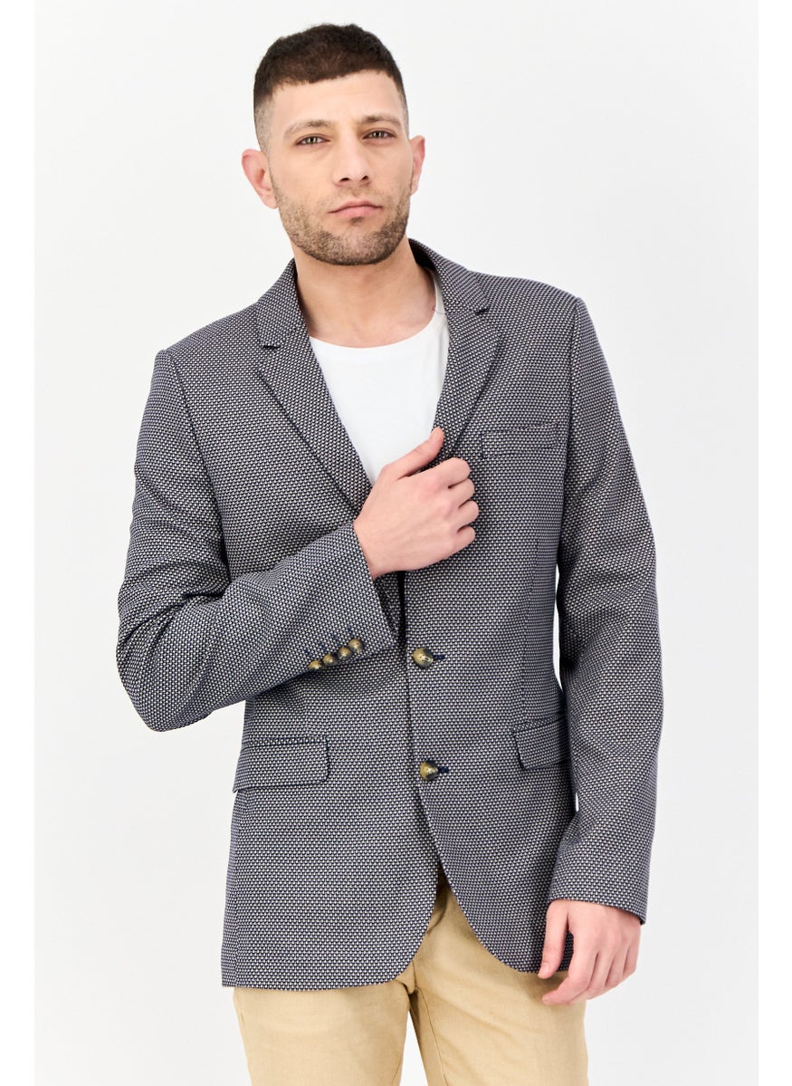 Men Regular Fit Microdot Semi-Formal Blazer, Multicolor