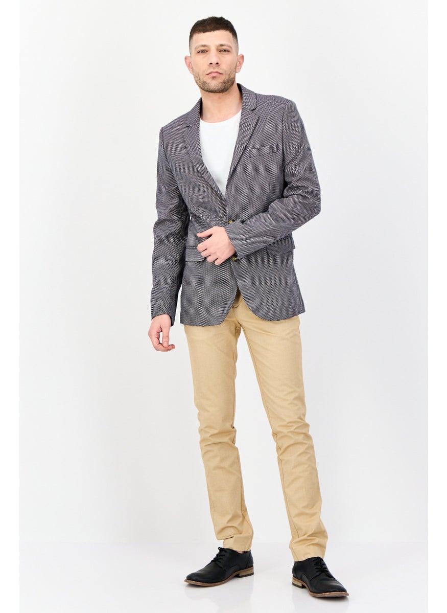 Men Regular Fit Microdot Semi-Formal Blazer, Multicolor