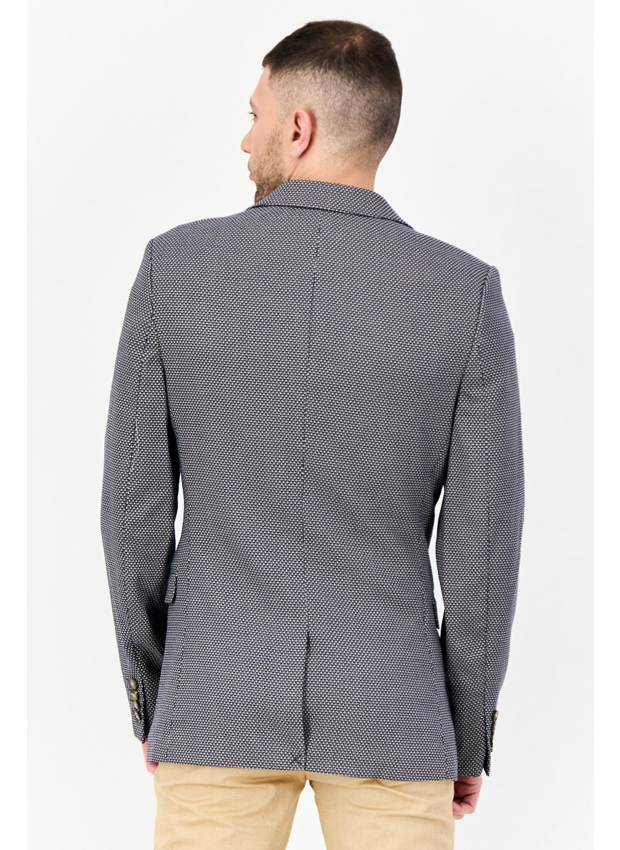 Men Regular Fit Microdot Semi-Formal Blazer, Multicolor