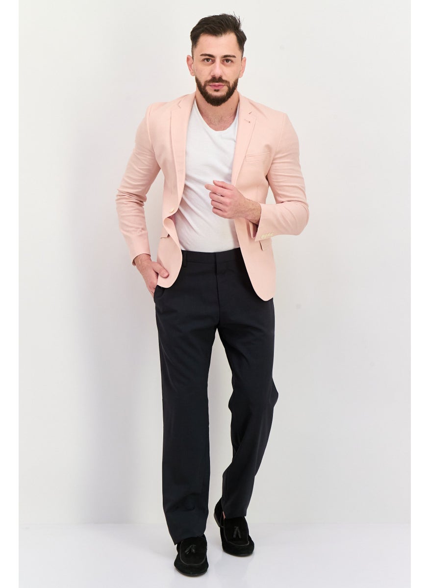 Men Regular Fit Plain Suit Jacket, Pink