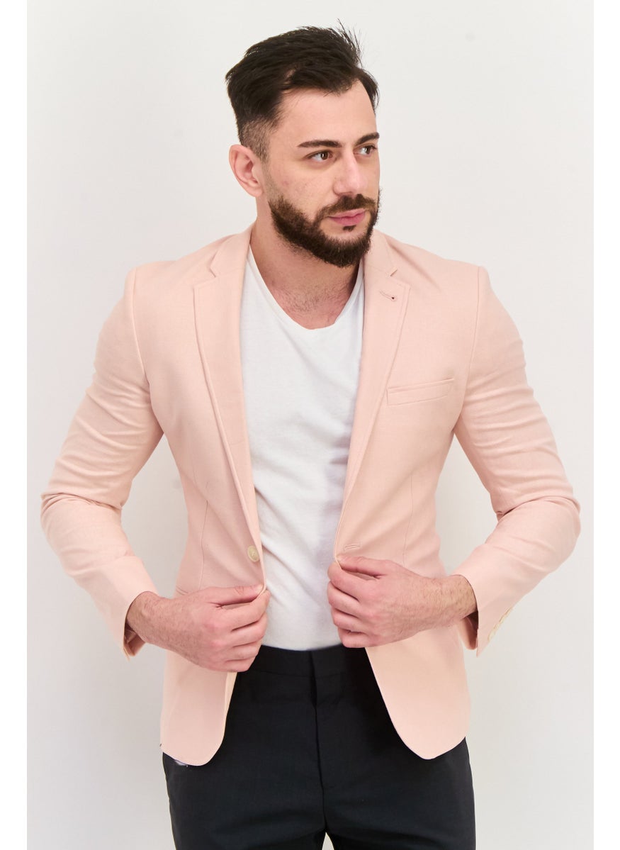 Men Regular Fit Plain Suit Jacket, Pink