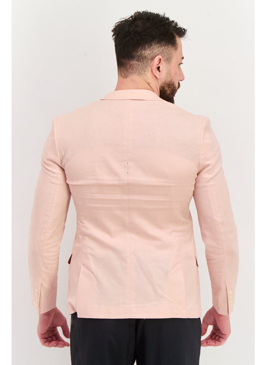 Men Regular Fit Plain Suit Jacket, Pink