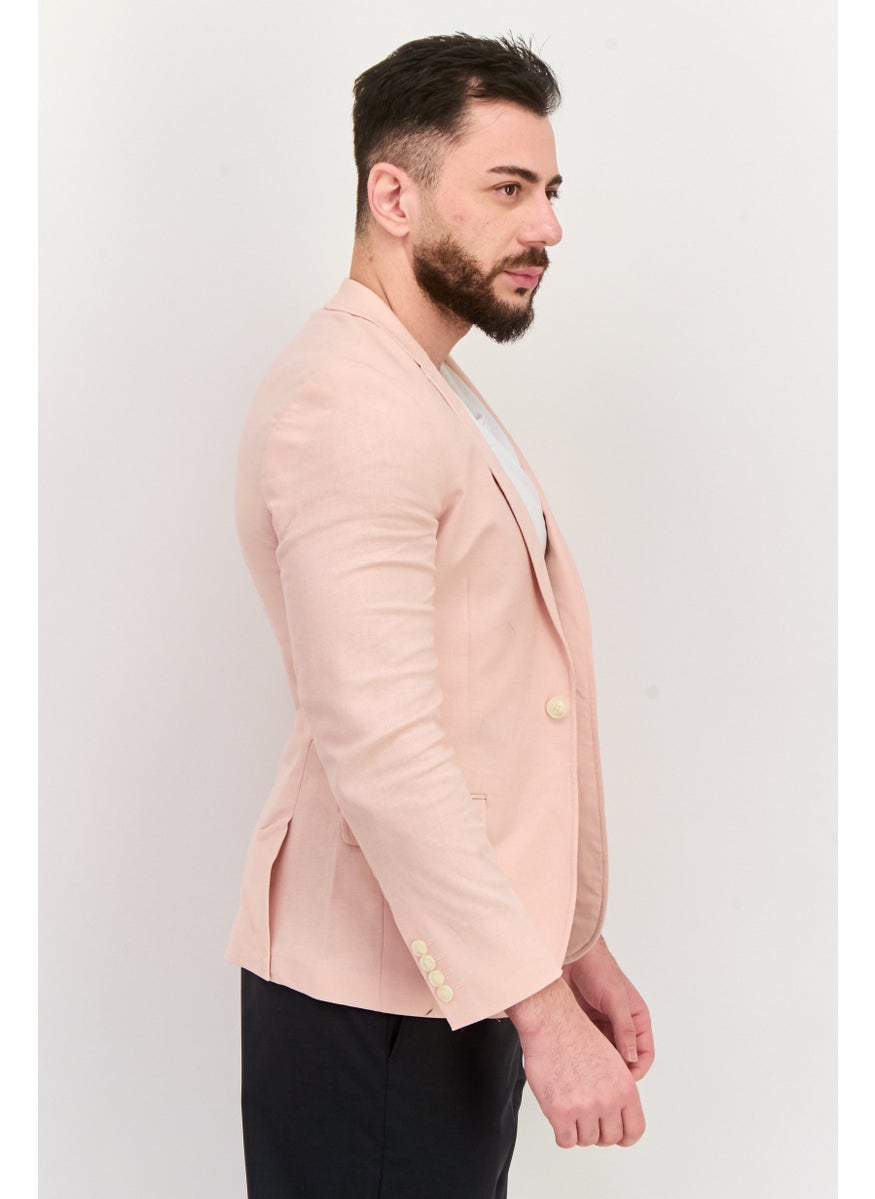 Men Regular Fit Plain Suit Jacket, Pink