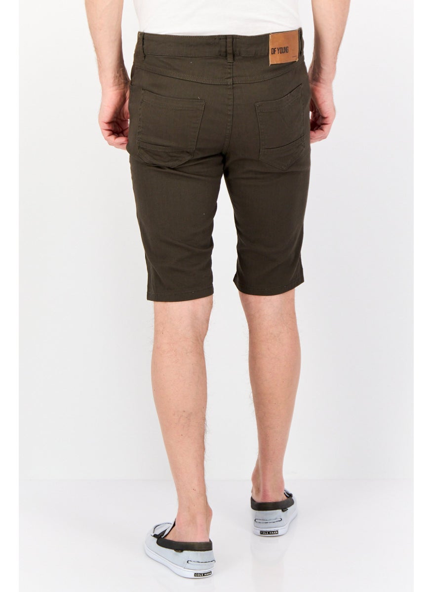 Men Solid Chino Short, Dark Khaki