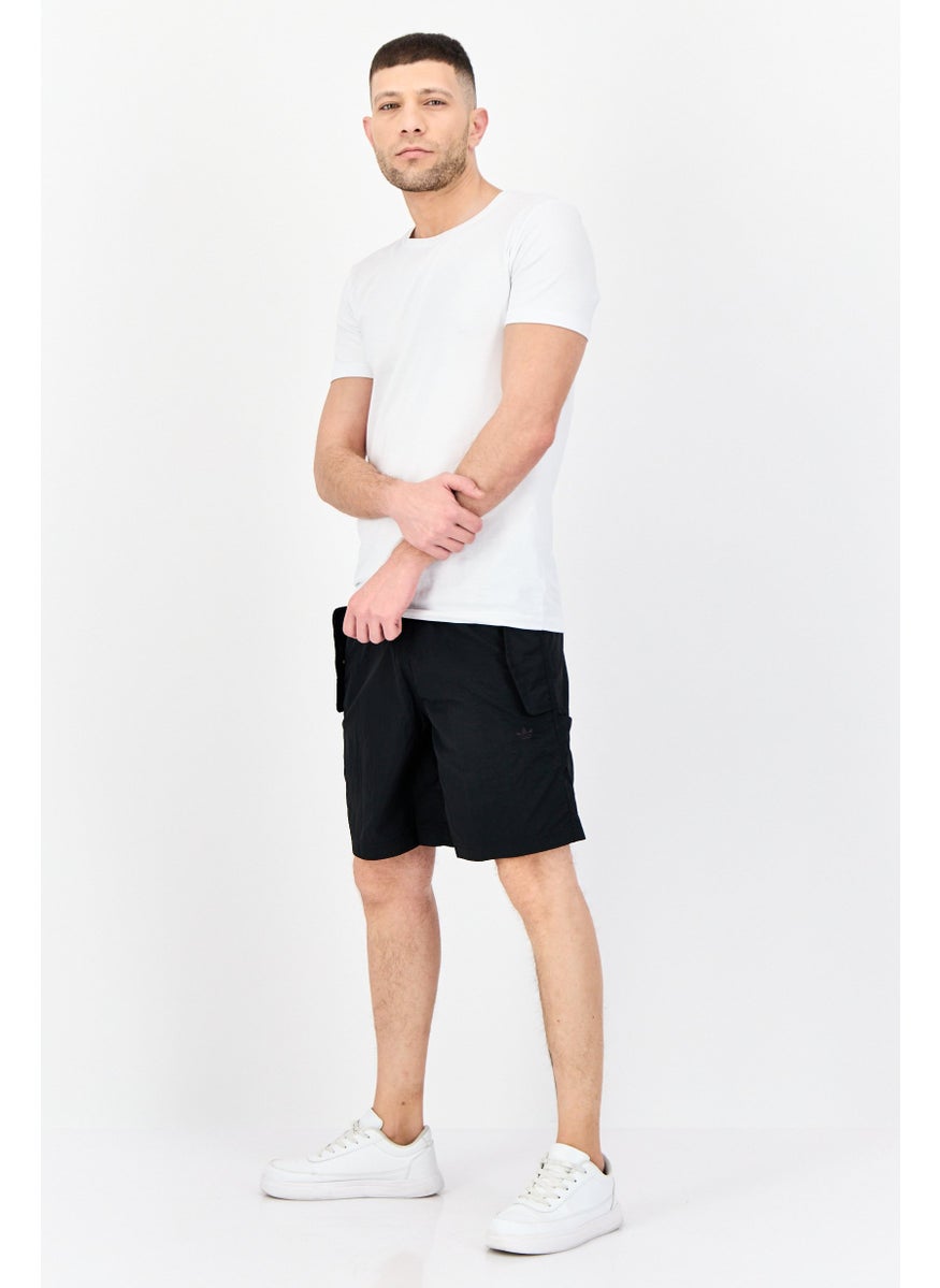 Men Sportswear Fit Drawstring Training Shorts, Black