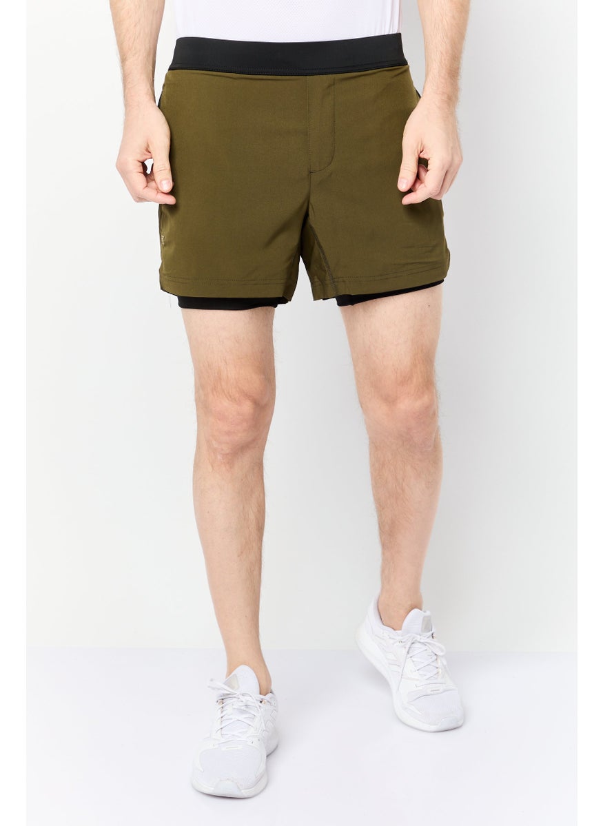 Men Sportswear Fit 5 Inseam Training Shorts, Dark Olive