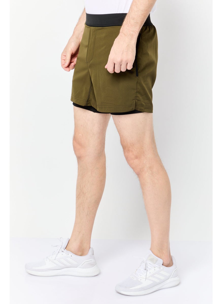Men Sportswear Fit 5 Inseam Training Shorts, Dark Olive