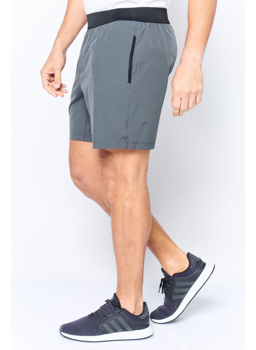 Men 7 Inseam Sportswear Fit Training Compression Shorts, Graphite Grey