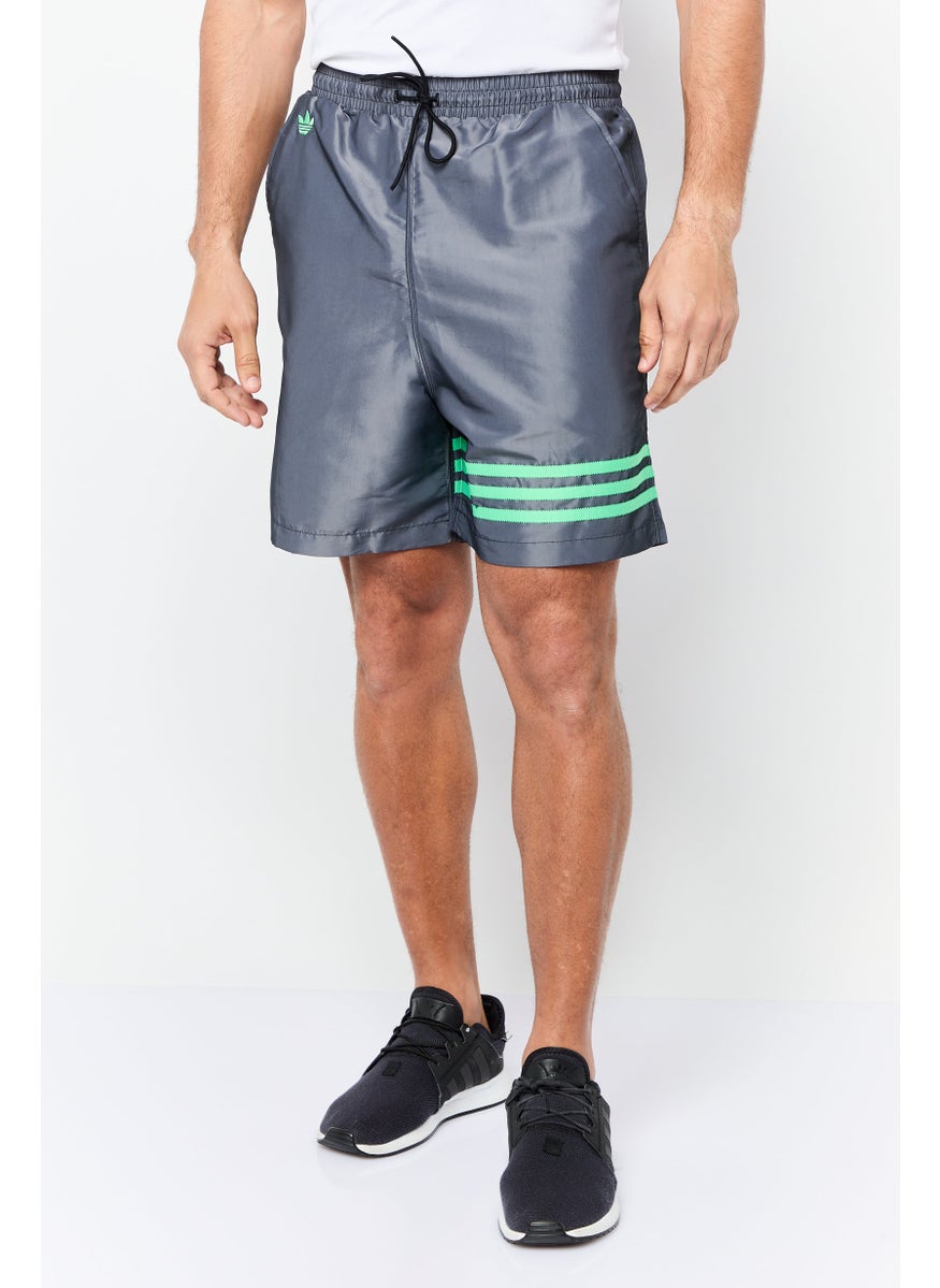 Men Sportwear Fit Brand Logo Outdoor Shorts, Dark Grey