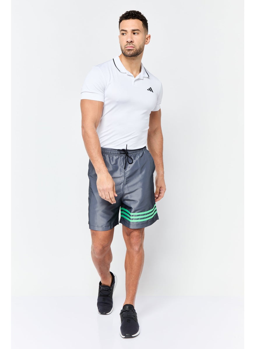 Men Sportwear Fit Brand Logo Outdoor Shorts, Dark Grey