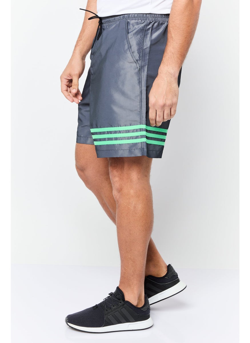 Men Sportwear Fit Brand Logo Outdoor Shorts, Dark Grey
