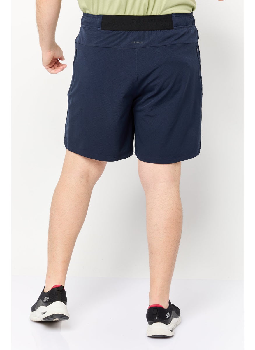 Men Sportwear Fit Workout Knurling Training Shorts, Navy